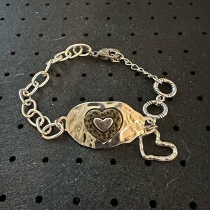 Silver Heart Link Bracelet - Women's Jewelry